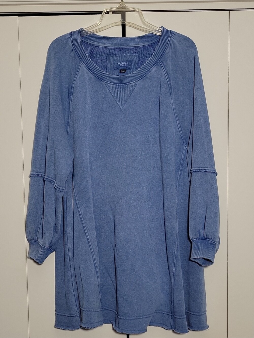 American Eagle Outfitters Washed Blue Long Sleeve Dress